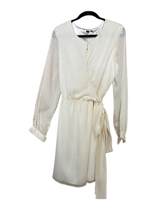 Ann Taylor Dresses & Skirts - Ann Taylor creamy white textured Swiss dot with sheer long sleeves dress (SZ 2)